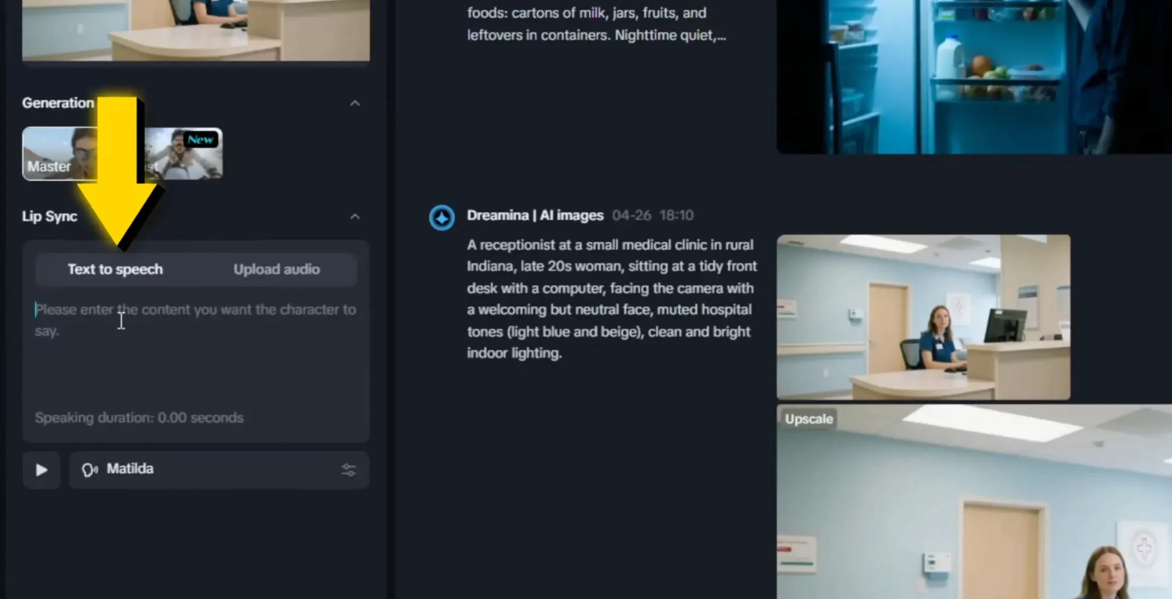 Dreamina Text to Speech Interface